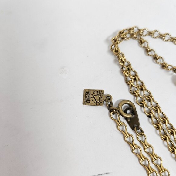 Desert Heart Drop Necklace Filigree Faux Pearl - Picture 4 of 4